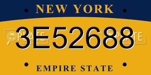 3E52688 New York License Plate
