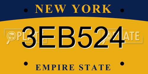 3EB524 New York License Plate