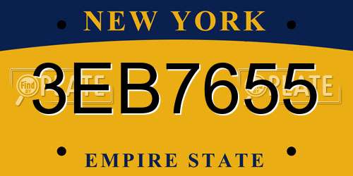 3EB7655 New York License Plate