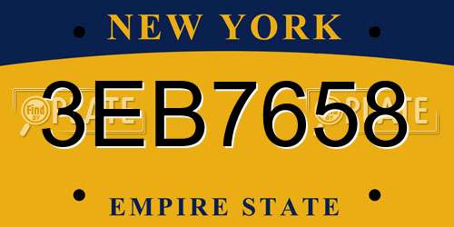 3EB7658 New York License Plate