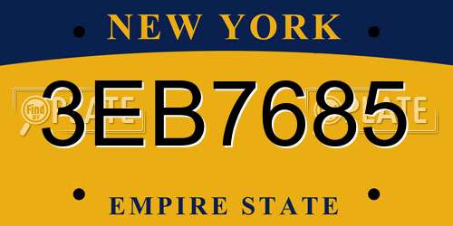 3EB7685 New York License Plate