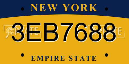 3EB7688 New York License Plate