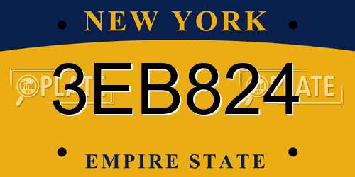 3EB824 New York License Plate