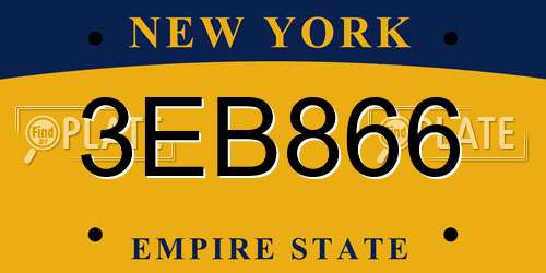 3EB866 New York License Plate