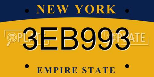 3EB993 New York License Plate