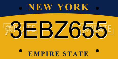 3EBZ655 New York License Plate