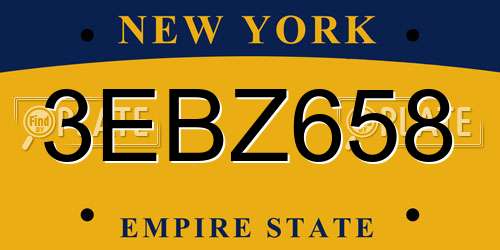 3EBZ658 New York License Plate