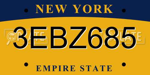 3EBZ685 New York License Plate