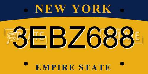 3EBZ688 New York License Plate