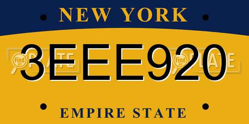 3EEE920 New York License Plate