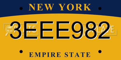 3EEE982 New York License Plate