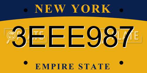 3EEE987 New York License Plate