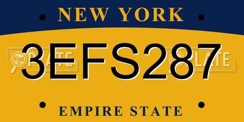 3EFS287 New York License Plate