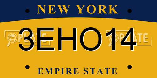 3EHO14 New York License Plate