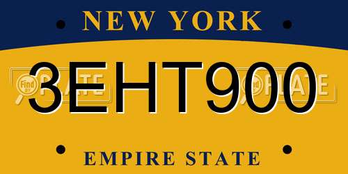 3EHT900 New York License Plate