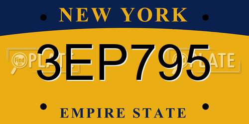 3EP795 New York License Plate