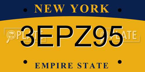 3EPZ95 New York License Plate