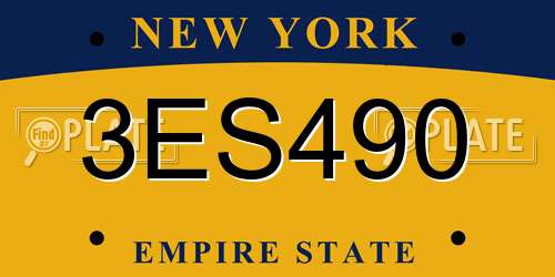 3ES490 New York License Plate