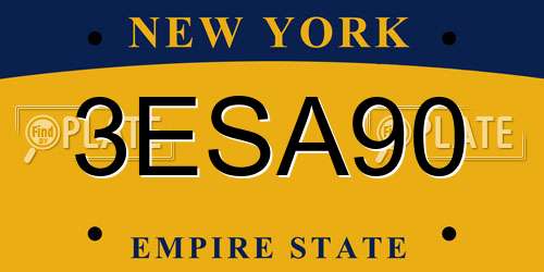 3ESA90 New York License Plate