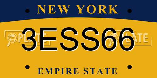 3ESS66 New York License Plate