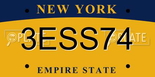 3ESS74 New York License Plate