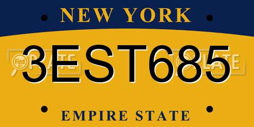3EST685 New York License Plate