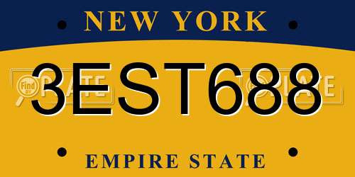 3EST688 New York License Plate