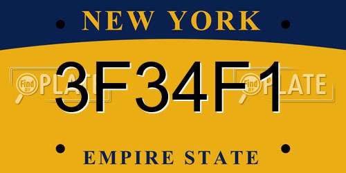 3F34F1 New York License Plate