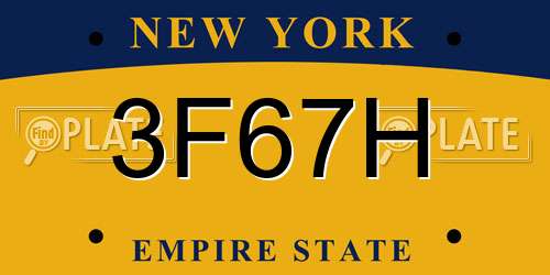 3F67H New York License Plate