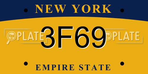 3F69 New York License Plate