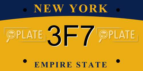 3F7 New York License Plate