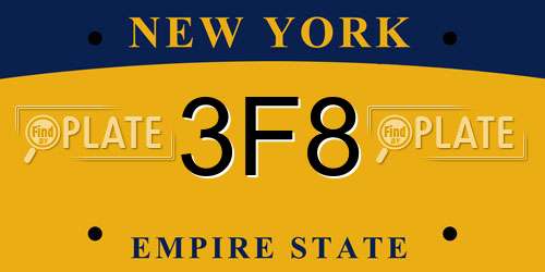 3F8 New York License Plate