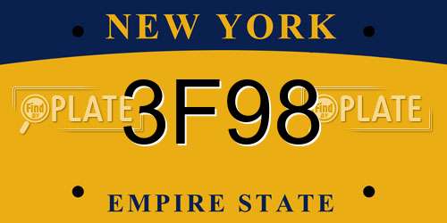 3F98 New York License Plate