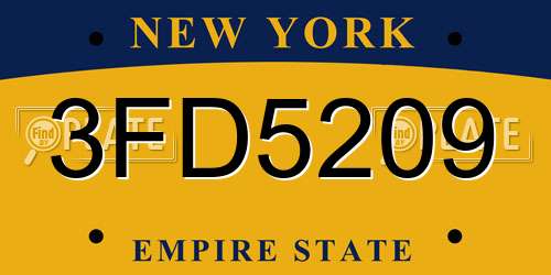 3FD5209 New York License Plate