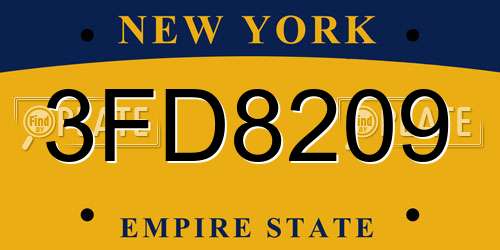 3FD8209 New York License Plate