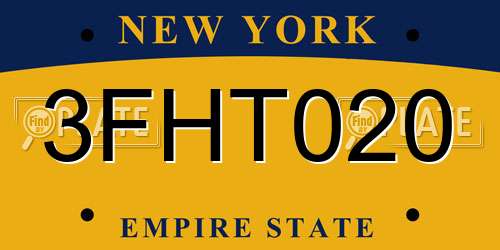3FHT020 New York License Plate