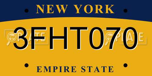 3FHT070 New York License Plate