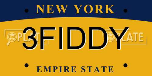 3FIDDY New York License Plate