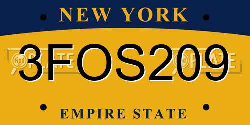 3FOS209 New York License Plate
