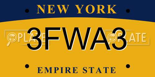 3FWA3 New York License Plate