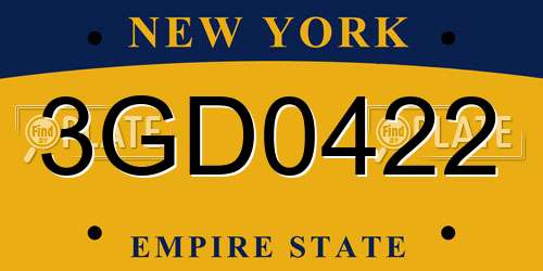 3GD0422 New York License Plate