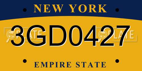3GD0427 New York License Plate