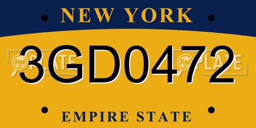 3GD0472 New York License Plate