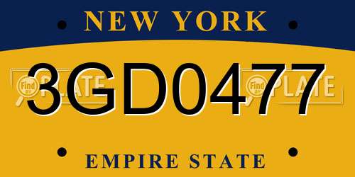 3GD0477 New York License Plate