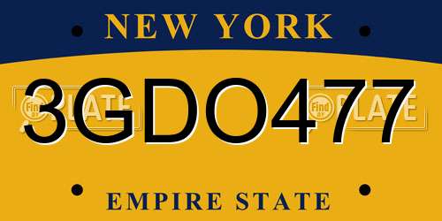 3GDO477 New York License Plate