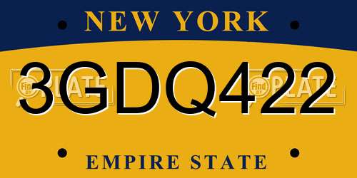 3GDQ422 New York License Plate