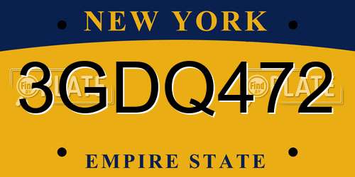 3GDQ472 New York License Plate