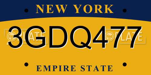 3GDQ477 New York License Plate