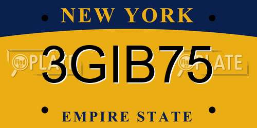 3GIB75 New York License Plate