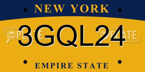 3GQL24 New York License Plate